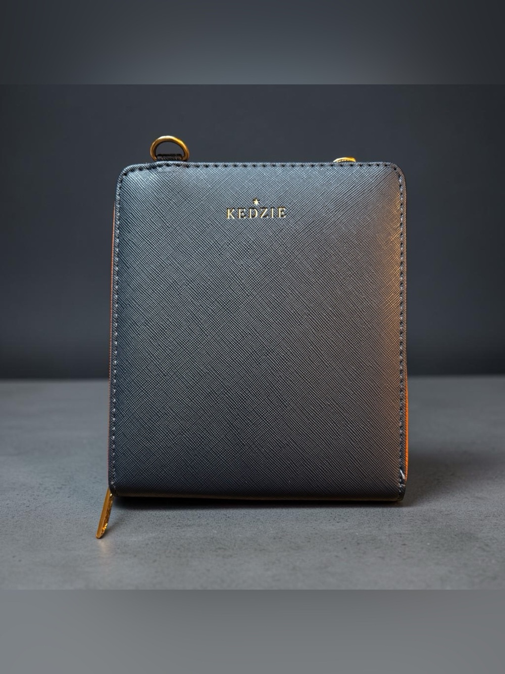 Kedzie Best Little Bag Soft Vegan Leather In Blue w/ Custom Goldtone Hardware